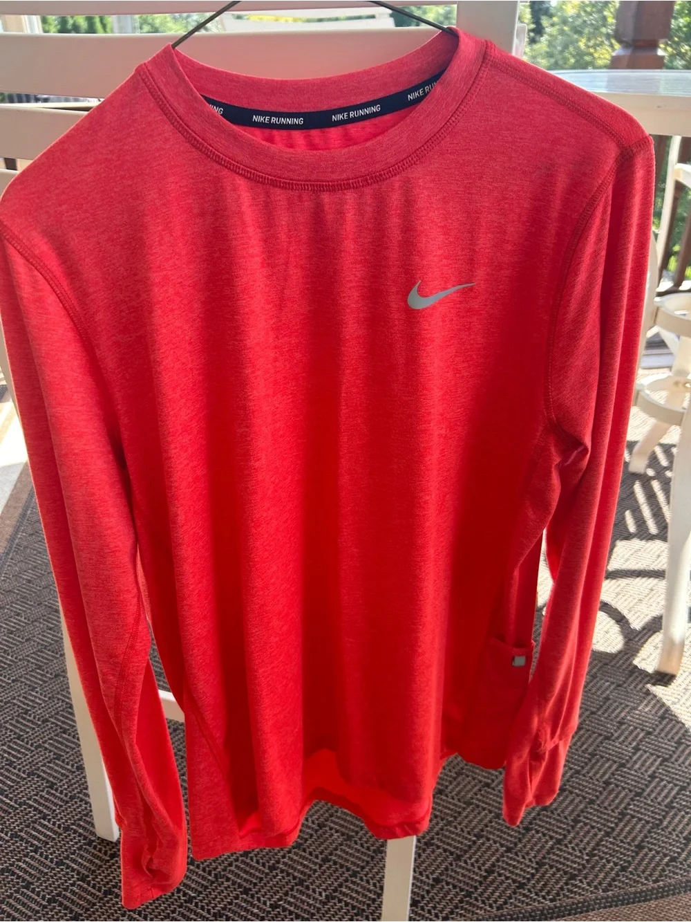 Nike Men’s Long Sleeve Running Tee - Orange with Silver Swoosh